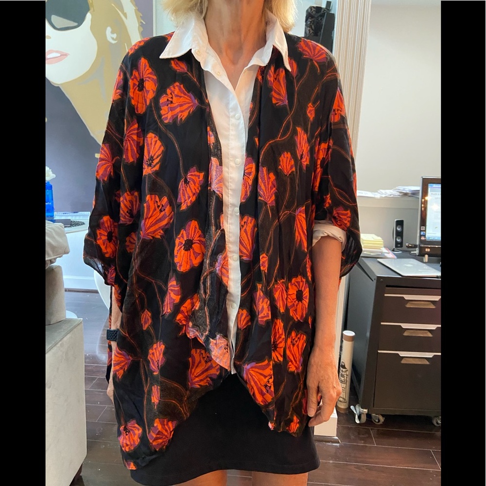 Free People Printed Boho Shawl Top NWT